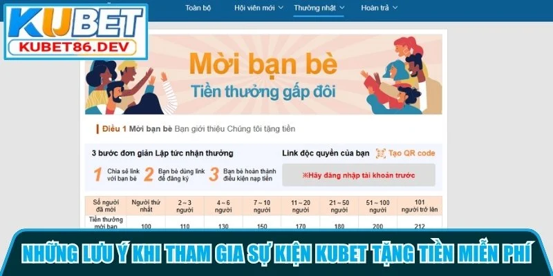 Những lưu ý khi tham gia sự kiện Kubet tặng tiền miễn phí