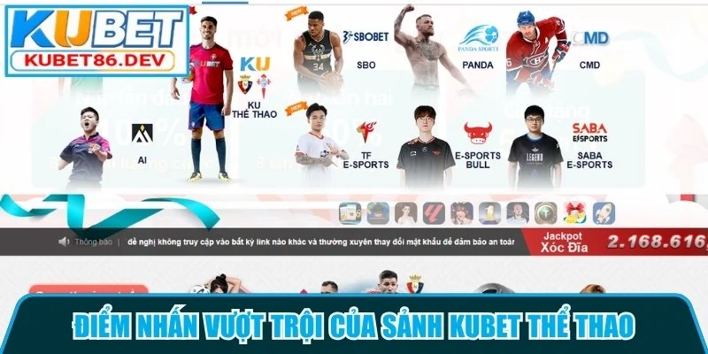 Điểm nhấn vượt trội của sảnh Kubet thể thao